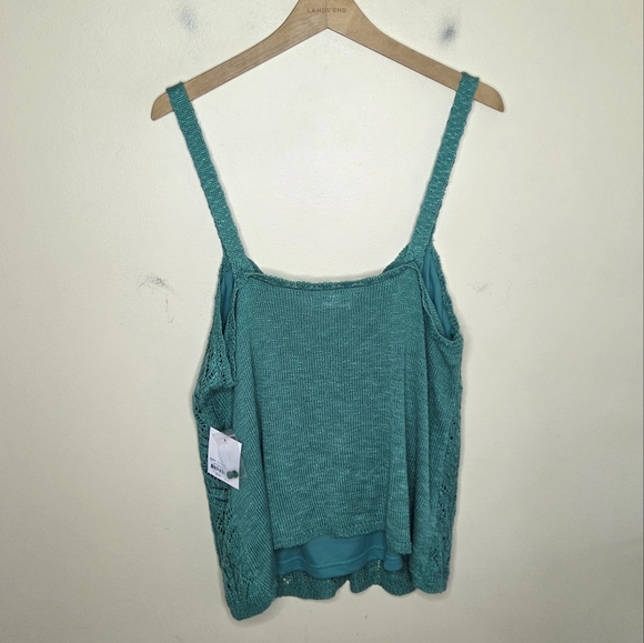NWT LC Lauren Conrad | Green Pointelle Knit Sweater Tank Size XXL - Picture 7 of 7